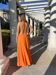 Back Less Orange Maxi Dress Lili